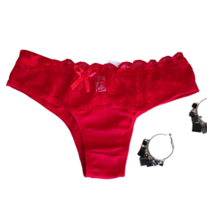 calcinha tanga cris vermelho com detalhe de lacinho e renda png