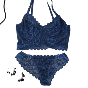 conjunto lingerie nick azul marinho calcinha e sutia renda sem bojo com aro frente png