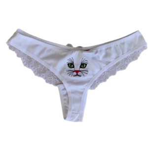 calcinha tanga gatinha kitty renda branco png